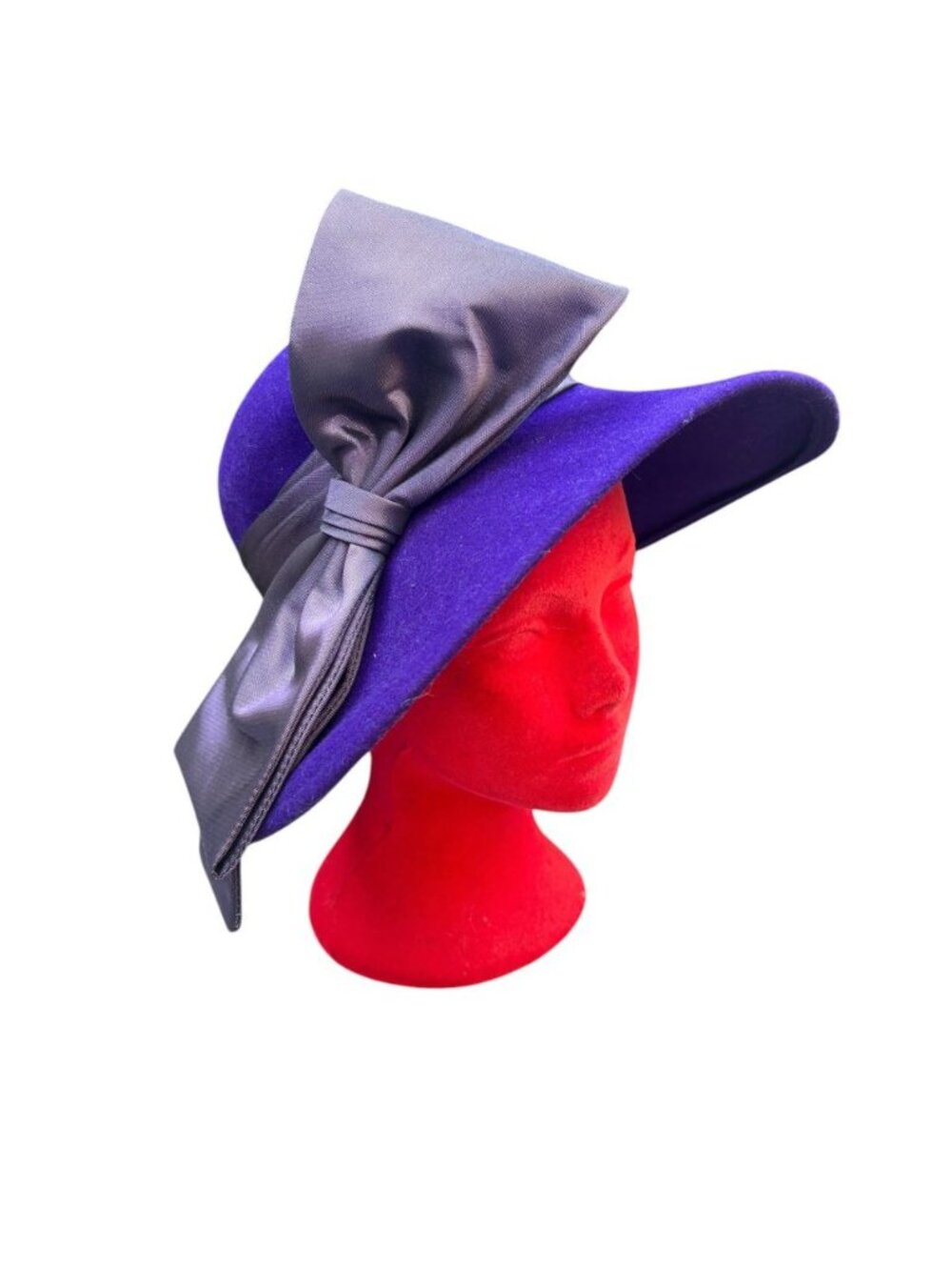 Giovannio Purple 100% Wool Cloche Hat with Bow USA Made